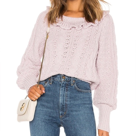 Loveshackfancy‎ Christina Alpaca Ruffle Collar Sweater Sz S - Picture 2 of 7